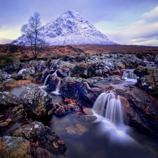 Framed photograph of Buachaille Etive Mor from River, Glencoe, West Highlands